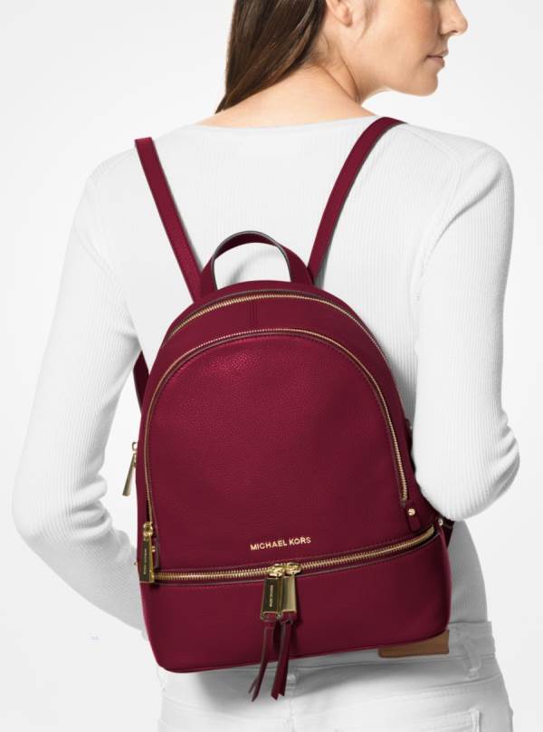Damske Batohy Michael Kors Rhea Medium Leather Červené - Kabelky Michael Kors Nejlevnejsi | WUJXT-9520